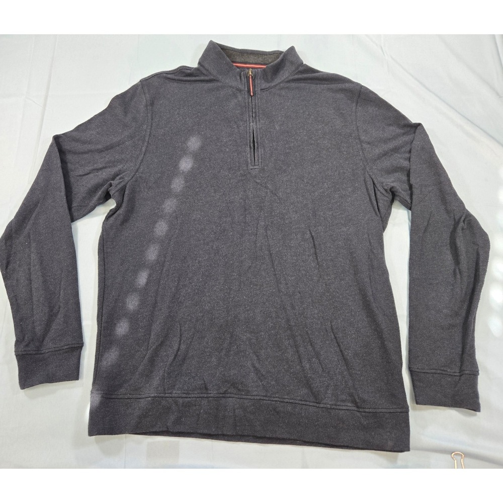 Tailorbyrd Collection Mens Medium Gray 100% Cotton Quarter Zip Pullover Sweater